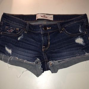 Hollister dark wash destroyed denim shorts